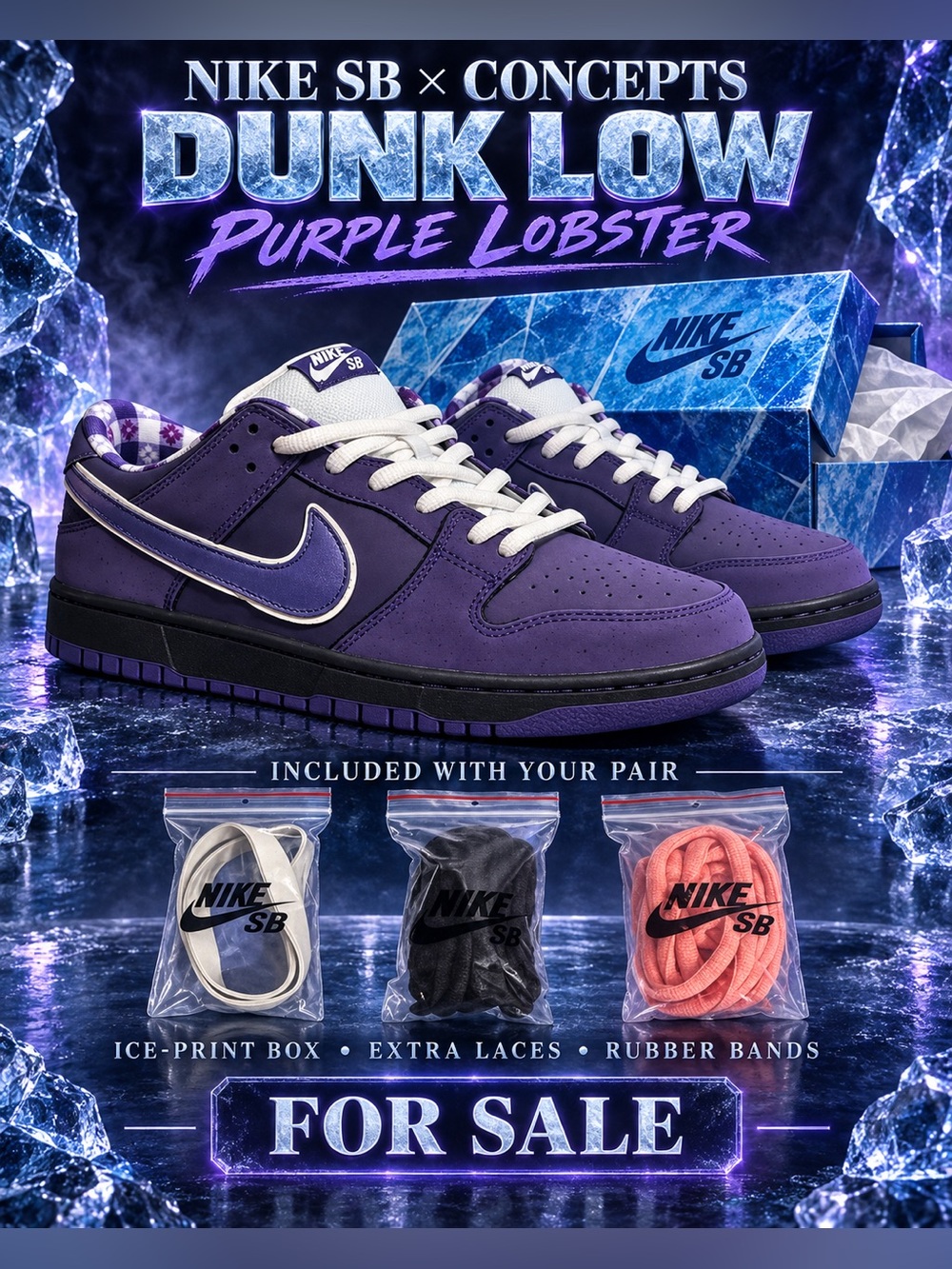 Nike SB Dunk Low x Concepts "Purple Lobster" sneakers🔥New! Size: 12